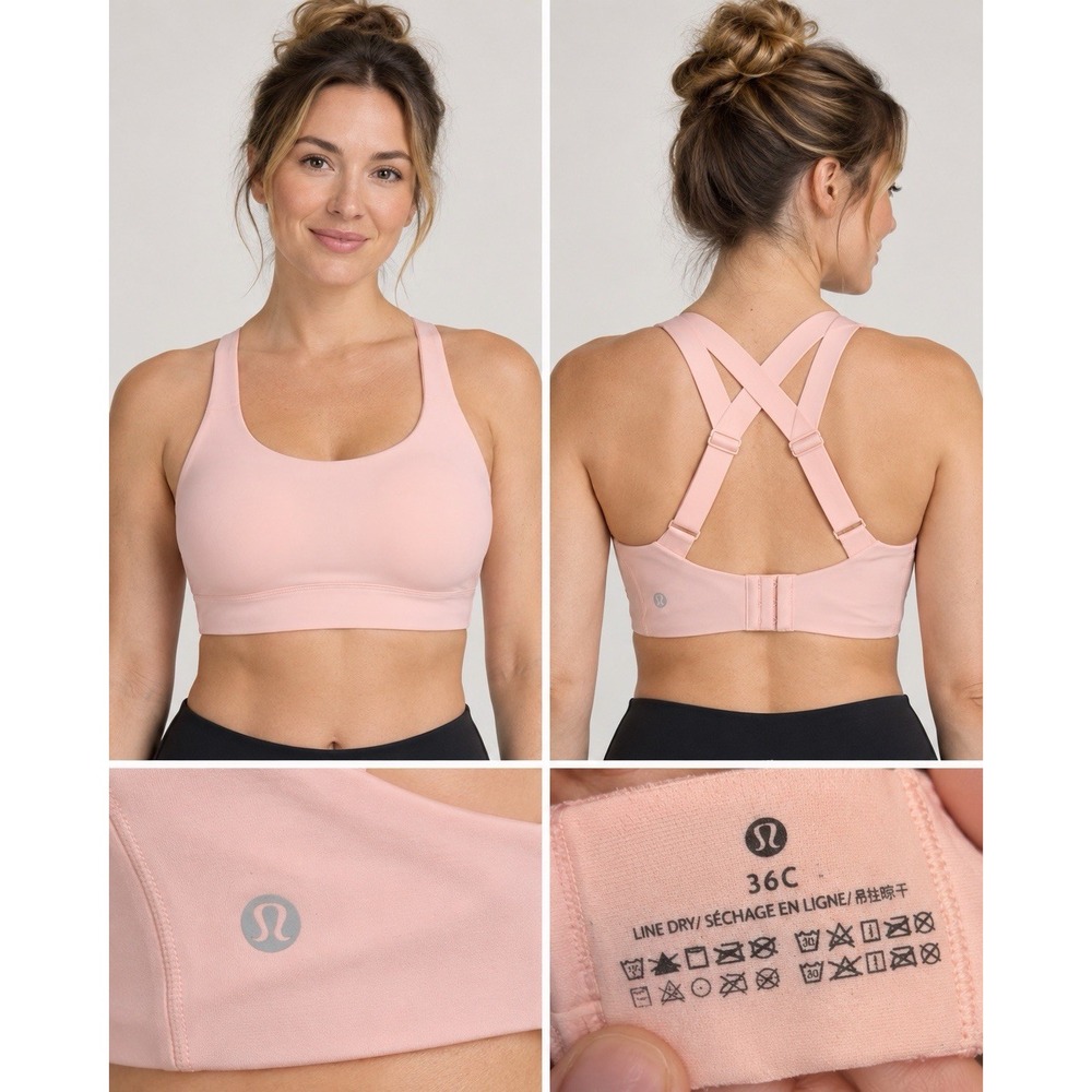 Lululemon AirSupport Bra 36C Pink High Support Crossback Running Sports Bra